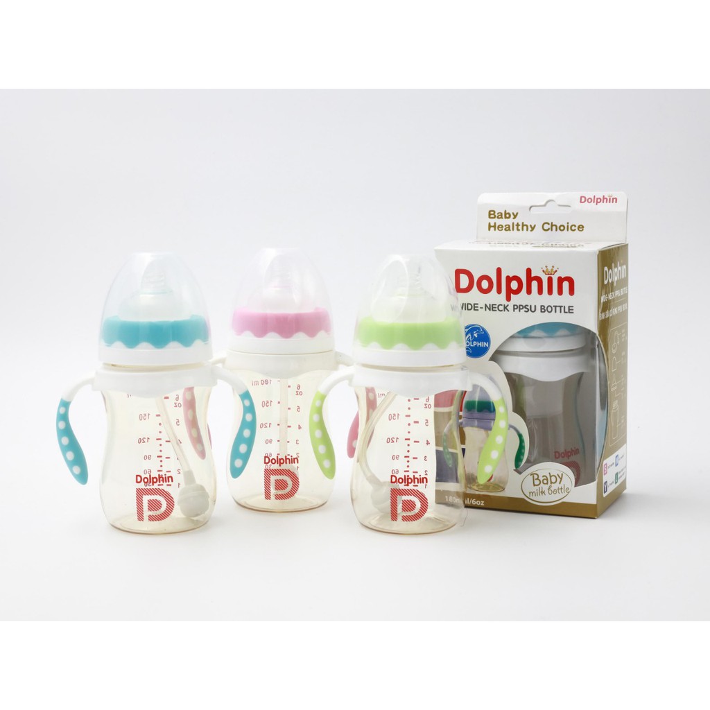 Bình sữa ppsu 180ml dolphin ( tặng 1 núm siêu mềm)