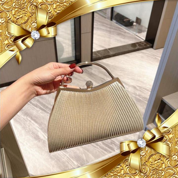 Clutch nữ cầm tay dự tiệc có quai xách đính nhũ kim tuyến siêu sang chảnh NTQ33