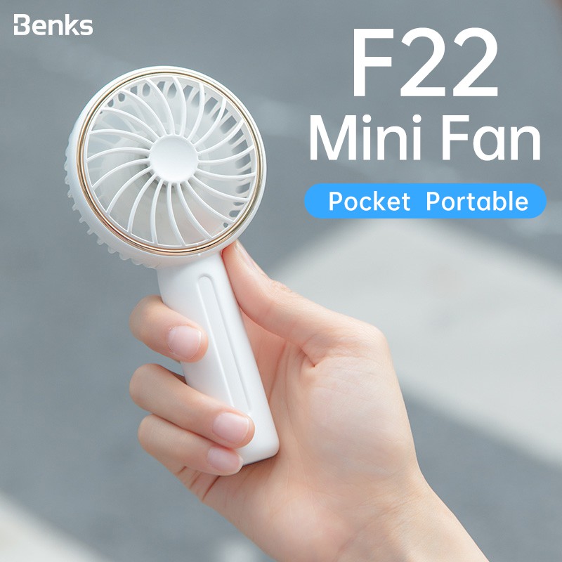 [Mã ELHA22 giảm 5% đơn 300K] Quạt Mini Cầm Tay Benks F22 Nhỏ Gọn Có Dây Đeo Và Chân Đế Tiện Lợi Dễ Dàng Mang Theo