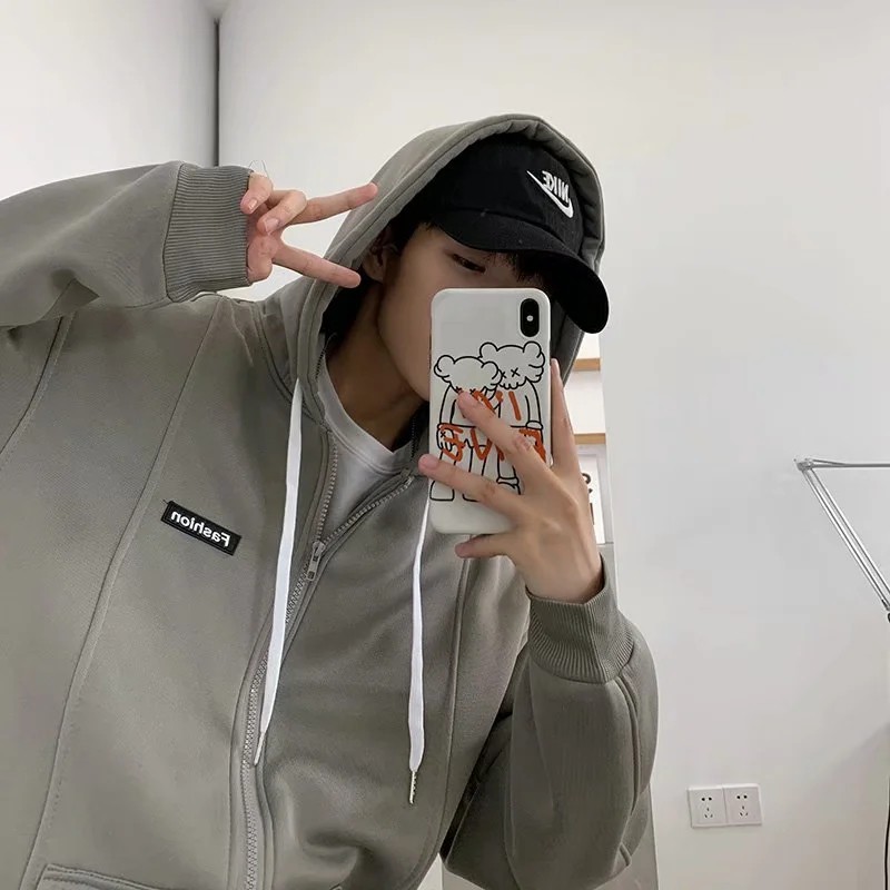 Áo khoác hoodie giữ ấm thiết kế màu trơn size M-2Xl phong cách mùa thu đông cho cặp đôi