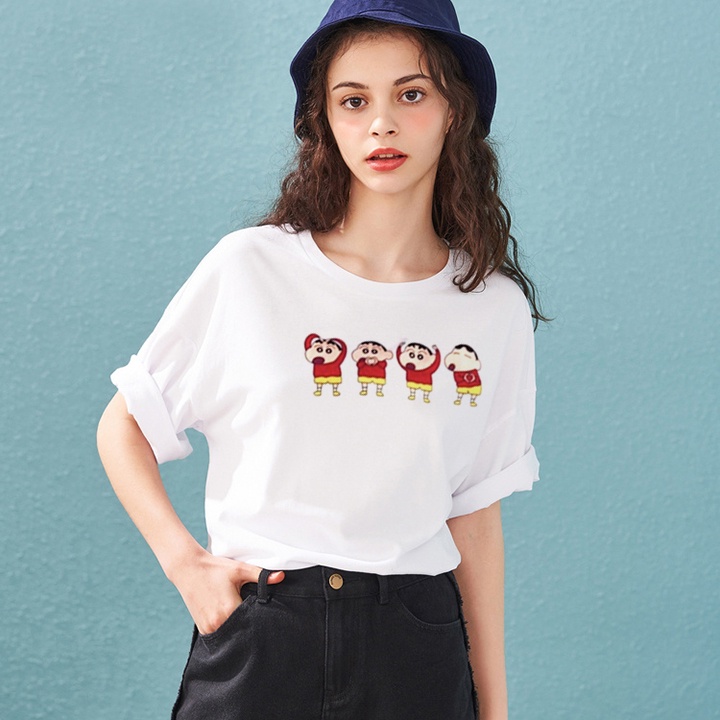 Áo Thun Nữ Tay Lỡ Unisex In Hình Nhóc Shin Nhỏ DLX