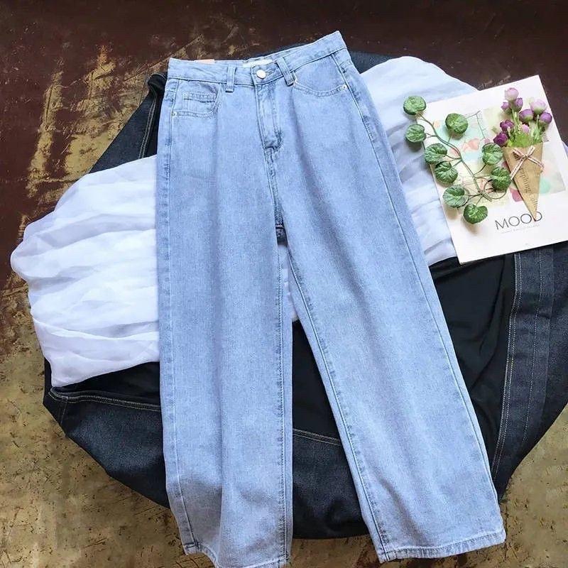 Quần Jeans Ống Suông Màu Xanh Nhạt Loại 1 Chuẩn Store Phong Cách Ulzzang Dễ Mix Đồ Mặc Hàng Ngày
