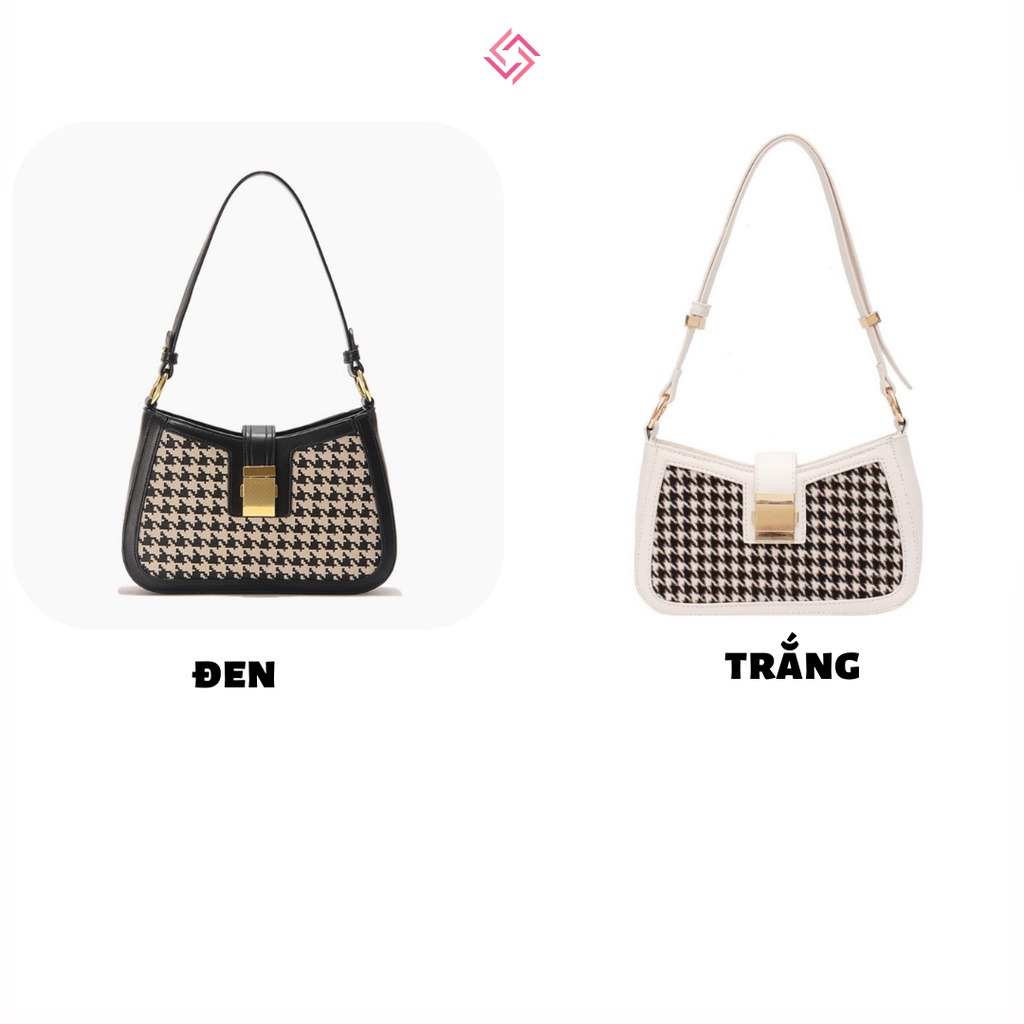 Túi kẹp nách nữ túi xách nữ đeo chéo da mềm khóa vuông vân caro hot trend LUCIA STORE TXN11