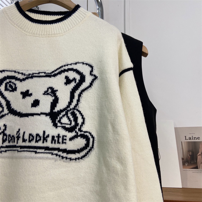 Áo Sweater Dệt Kim Mềm Dáng Rộng Kiểu Retro Thời Trang Mùa Thu Cho Nữ