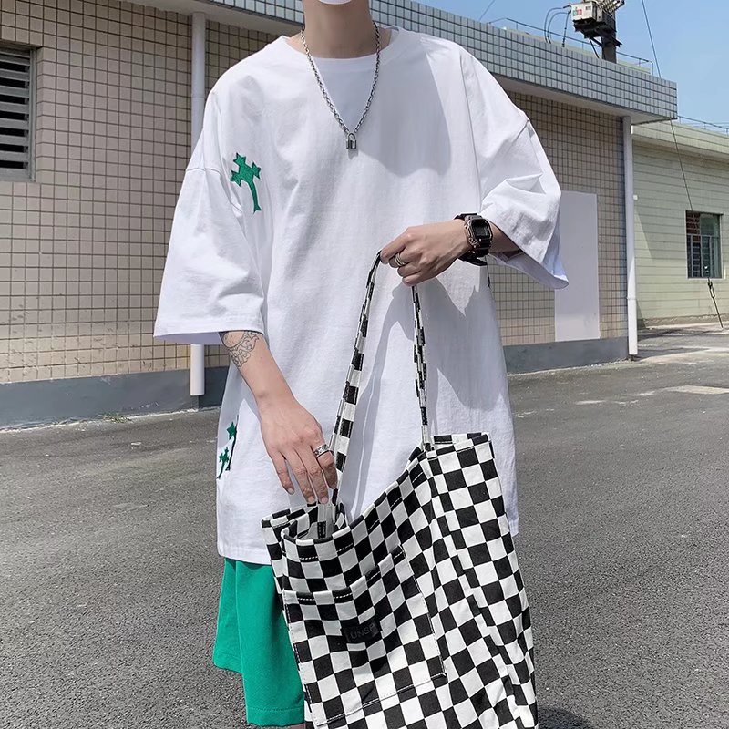 Áo Thun Tay Ngắn Dáng Rộng Cỡ Lớn Thoải Mái Thời Trang Mùa Hè Phong Cách Hip Hop Hàn Quốc Cho Nam size M-2XL