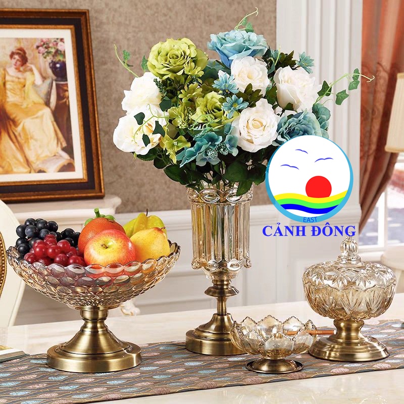 Khay đựng hoa quả pha lê đẹp chân đế trang nhã sang trọng size đường kính đĩa 20 cm