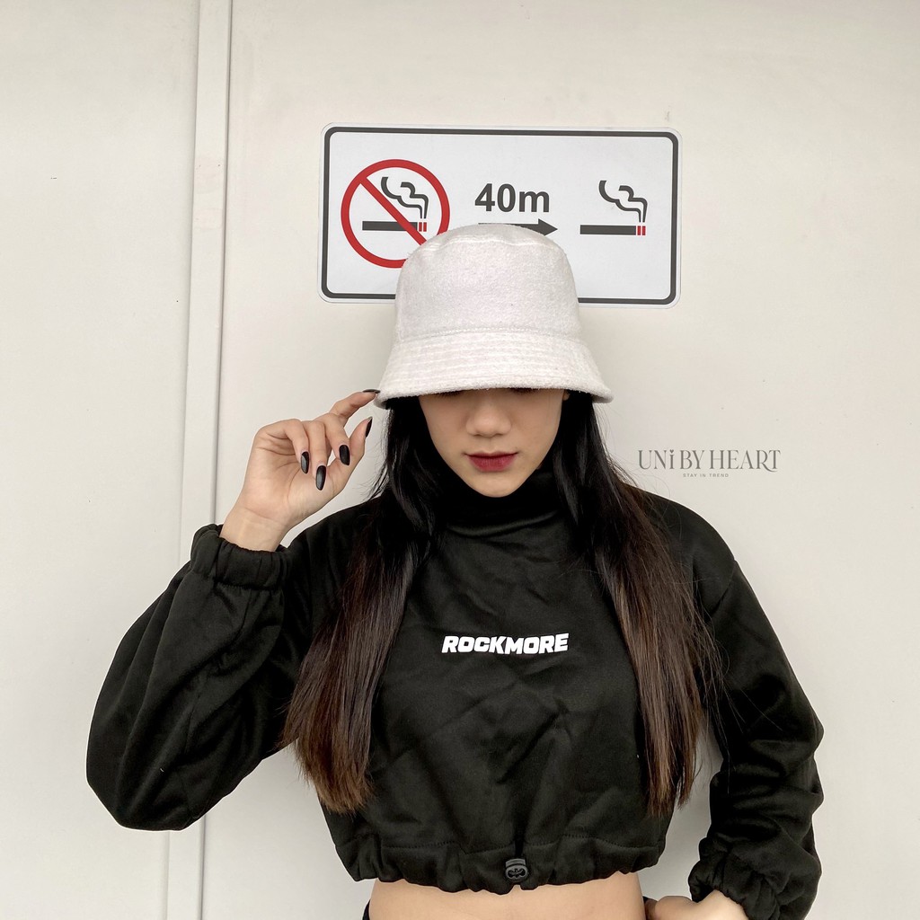 Áo nỉ nữ Rock More Crop Top CRT015 dáng ngắn, nỉ bông dày dặn - Uni By Heart