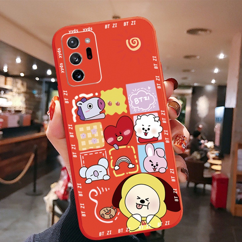 Ốp Điện Thoại Cạnh Vuông In Hình BTS Hoạt Hình Cho Samsung Galaxy Note 20 Ultra A30 A20 A50S A10 A12 M12 M10