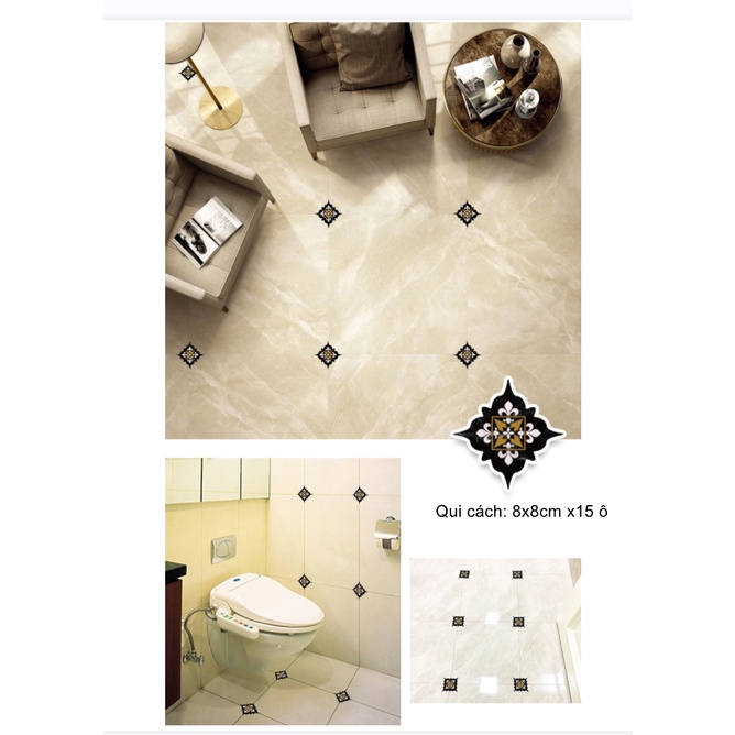 Decal gạch bông  -  Decal dán chân gạch bông cổ điển sang trọng