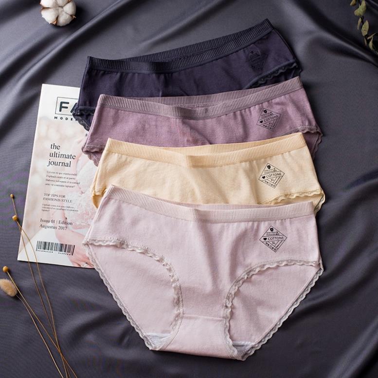 [Giá sỉ] Set 10 Quần Lót Cotton Cao Cấp Viền Ren Cạp Sọc