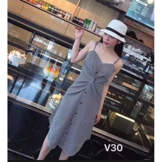 Đầm 2 dây xoắn bụng
