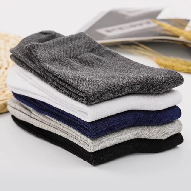 Tất vớ trơn cổ trung cotton - Sẵn hàng