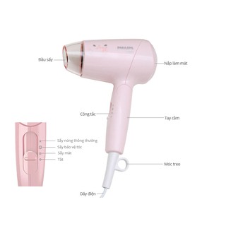 Máy sấy tóc Philips BHC010/00 màu hồng, công suất 1200W, bảo hành chính hãng 24 tháng