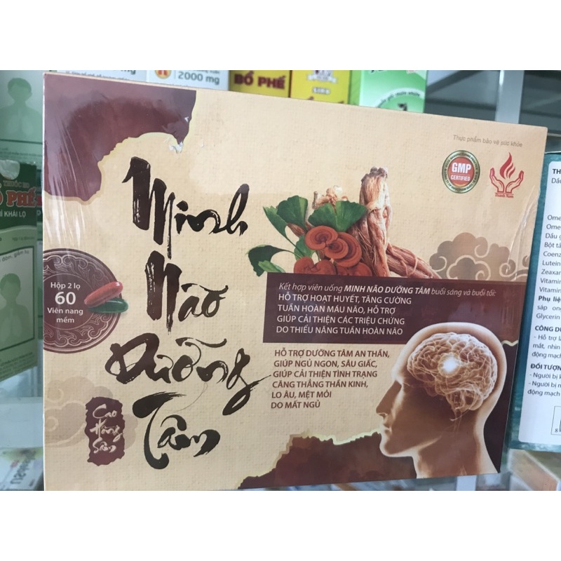 Viên uống  Minh não dưỡng tâm hỗ trợ hoạt huyết dưỡng  não,giúp ngủ ngon, giảm căng thẳng -lo âu hộp 60 viên