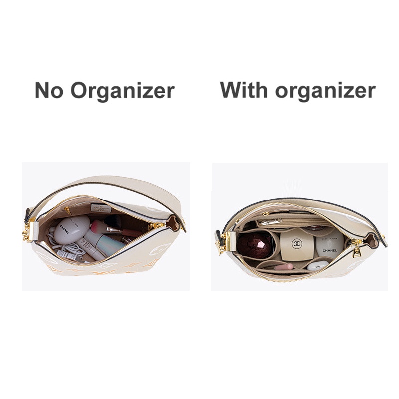 Túi chèn cho túi xách LV EVERTONER Marshmallow Hobo vải nỉ có khóa kéo sức chứa lớn đựng mỹ phẩm tiện lợi