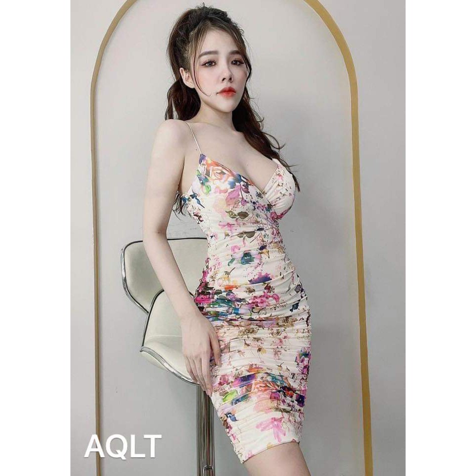 [MẪU MỚI] Đầm body hai dây in hoa