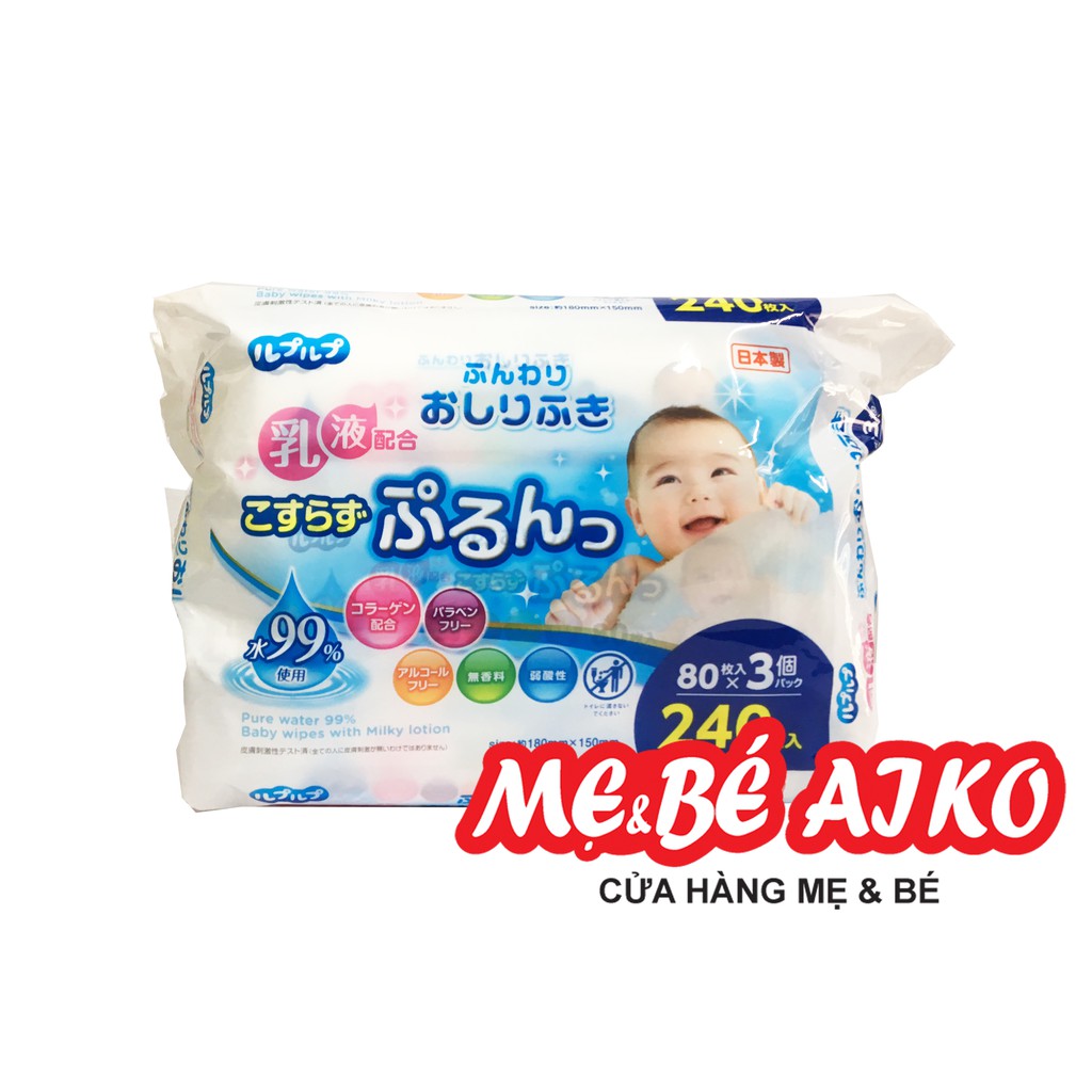 [Kho HCM] [COMBO 3 GÓI] Khăn Ướt Life-do Plus Nhật Bản (80 tờ x 3 gói)