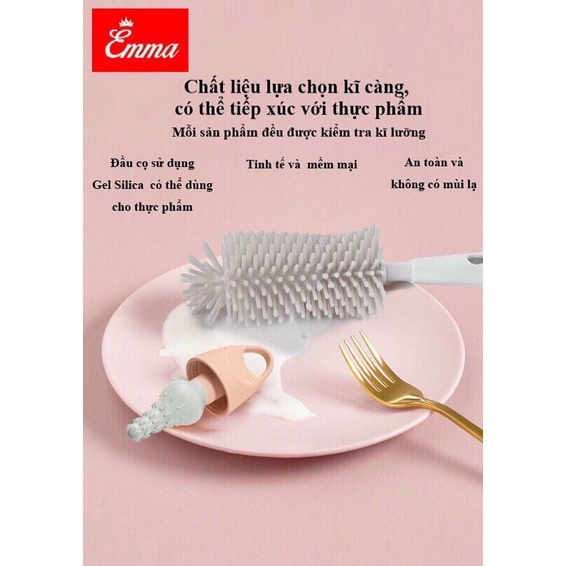 Bộ cọ rửa bình sữa silicon Emma Kids cao cấp