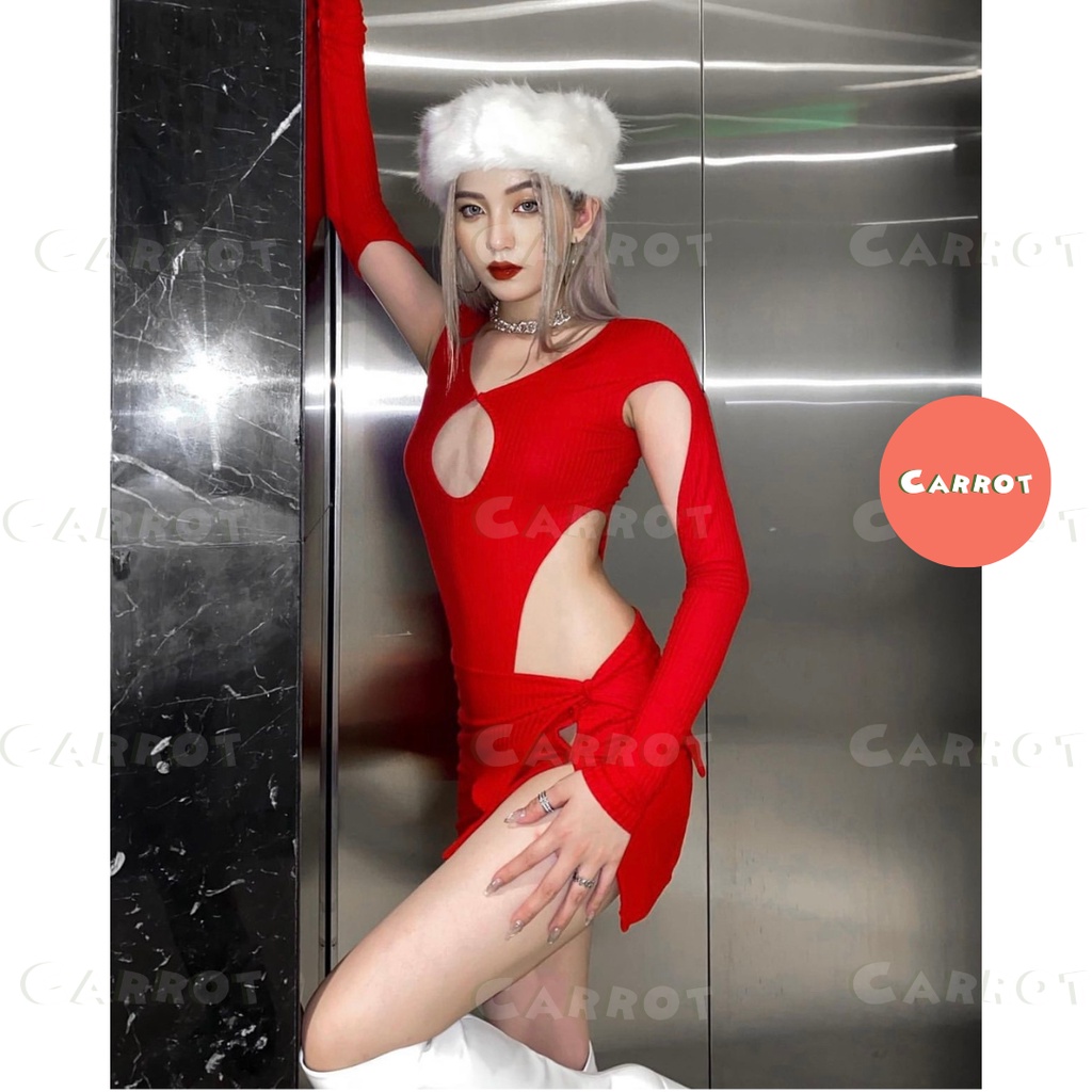 Set áo croptop dài tay khoét kèm chân váy ngắn gợi cảm thời trang cho nữ carrotxinhdep (114)