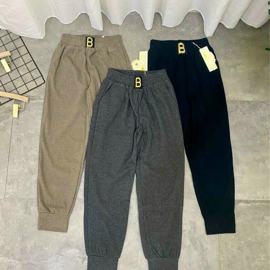 quần jogger bo gấu unisex hoạ tiết logo chữ B hàng quảng châu cao cấp