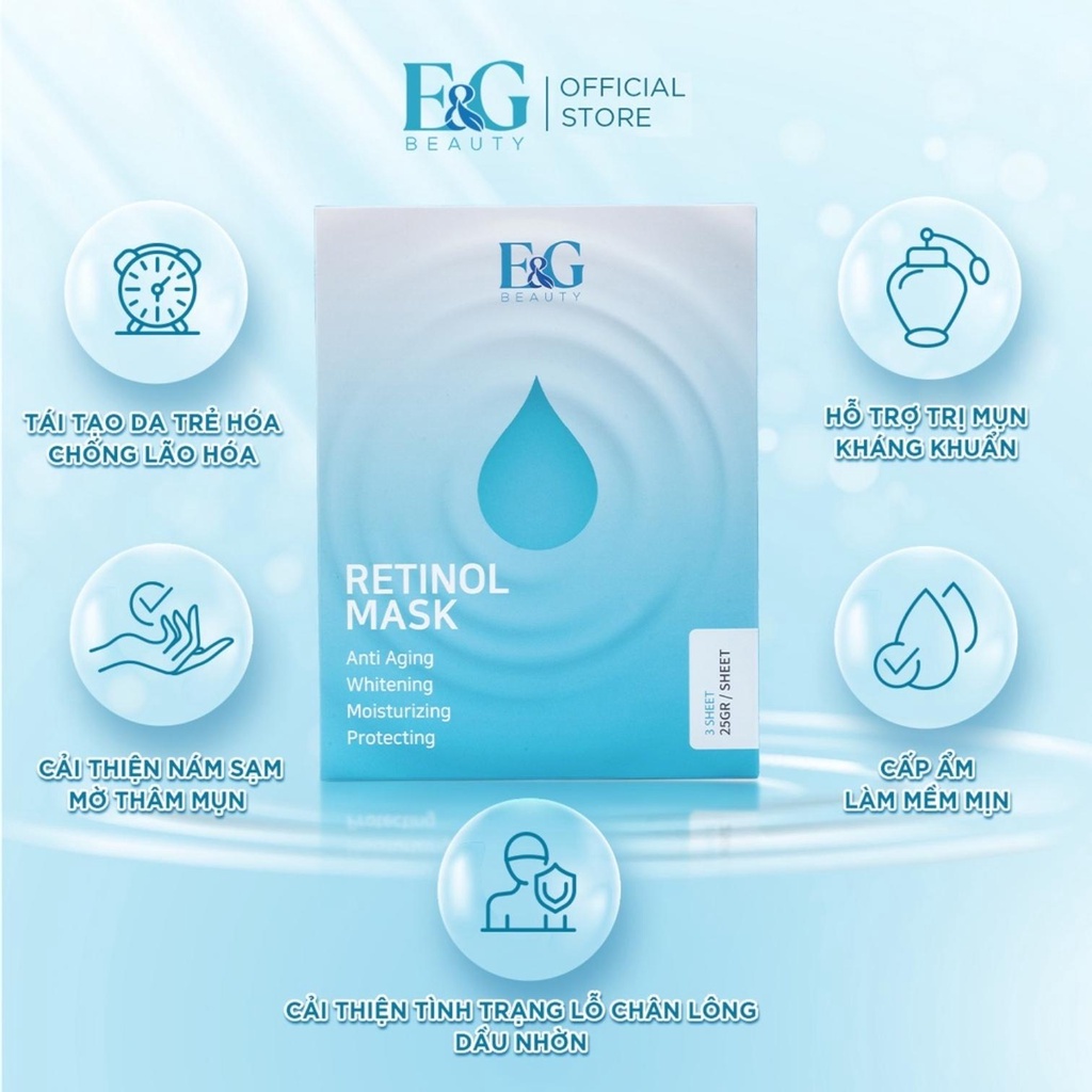 Mask Minhchaustore Mặt Nạ Retinol Mask E&G Beauty Tái Tạo Trẻ Hóa Da Giảm Mụn Giảm Thâm Nám Giúp Da Trắng Hồng
