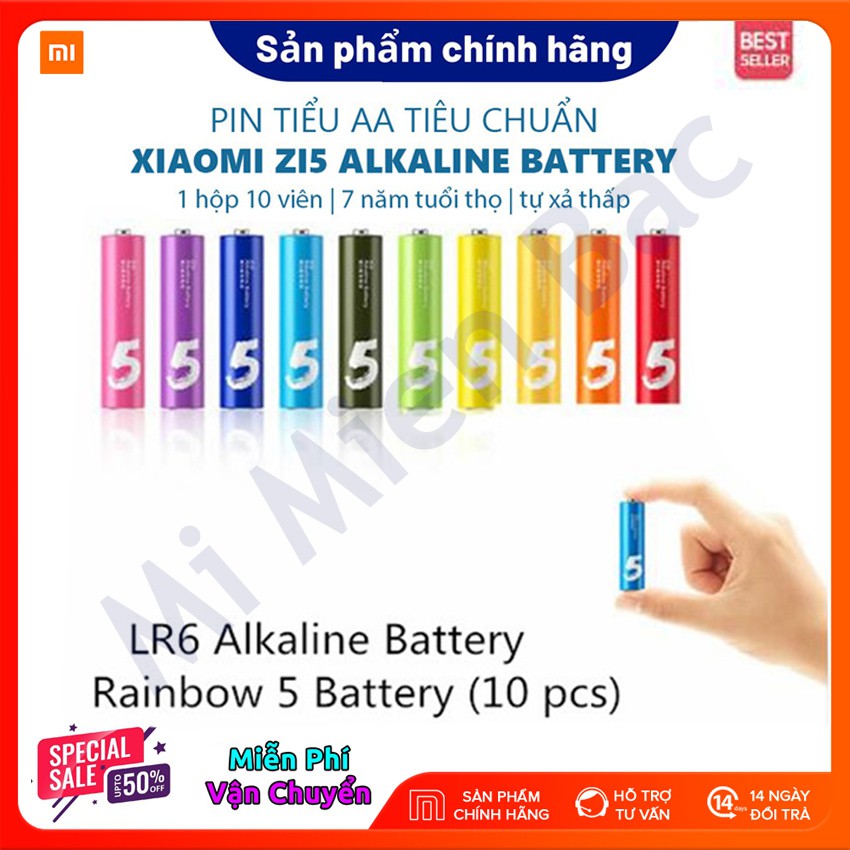 Hộp 10 Pin Tiểu Xiaomi Rainbow Battery Loại AA Hoặc AAA - Mi Miền Bắc