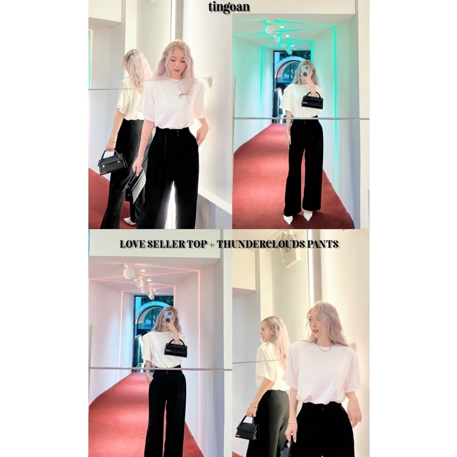 TINGOAN® -Áo phông độn vai 2 lớp cổ tròn trắng LOVE SELLER TSHIRT/WH