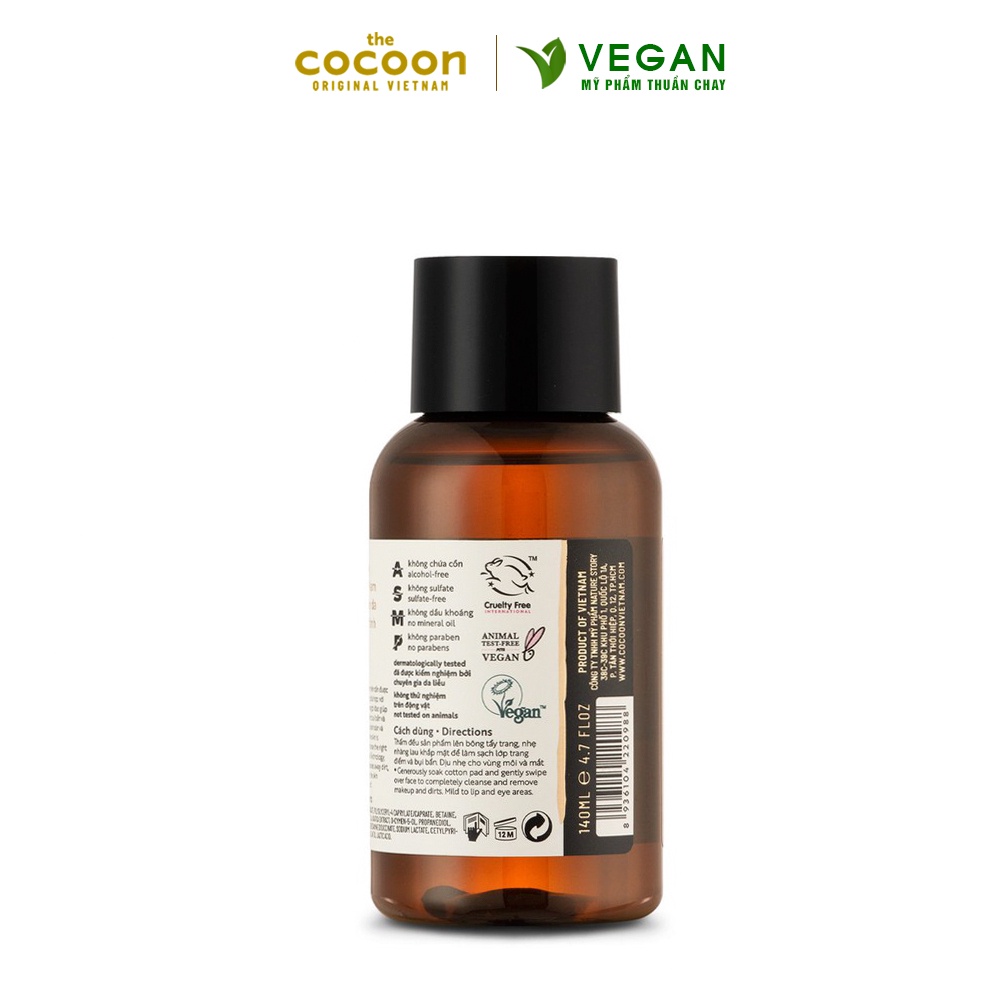 Nước tẩy trang bí đao cocoon 140ml thuần chay sạch bụi bẩn và dầu thừa da mụn