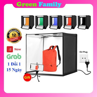 Hộp chụp sản phẩm 60x60cm puluz có đèn led siêu sáng 2 dãy + tặng kèm 6 phông nền - an khang -
