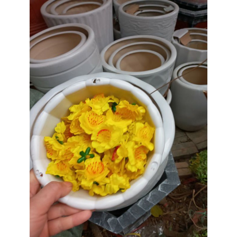 120 bông hoa mai thêm 1 cái keo nến