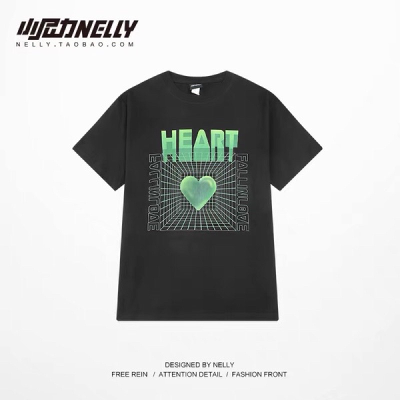 Áo phông nelly heybig sale (có sẵn) heart lưới xanh lá