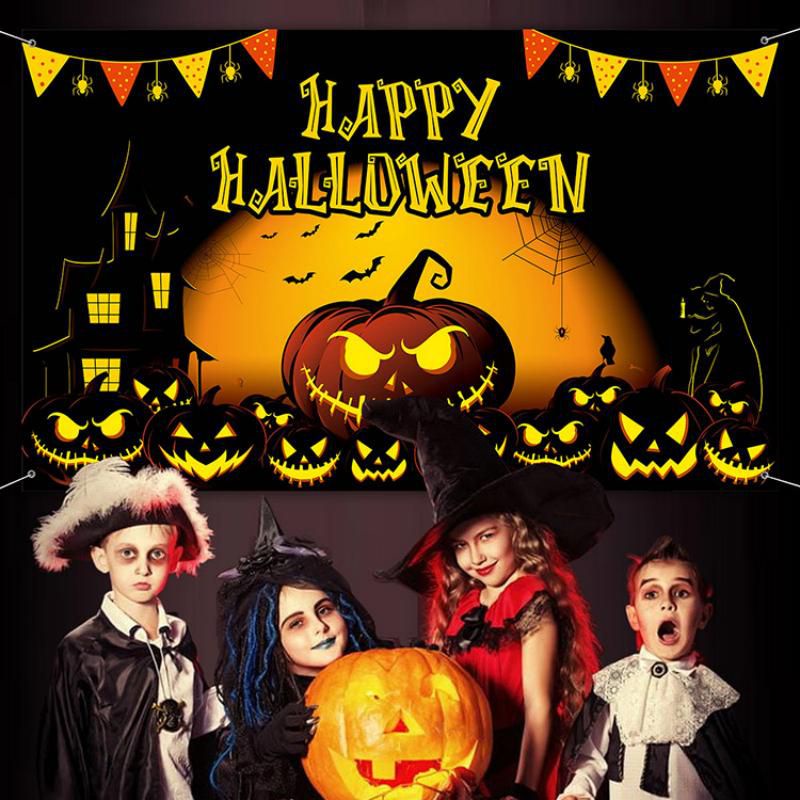 Halloween Party Castle Pumpkin Witch Background Cloth Banner Photography Props