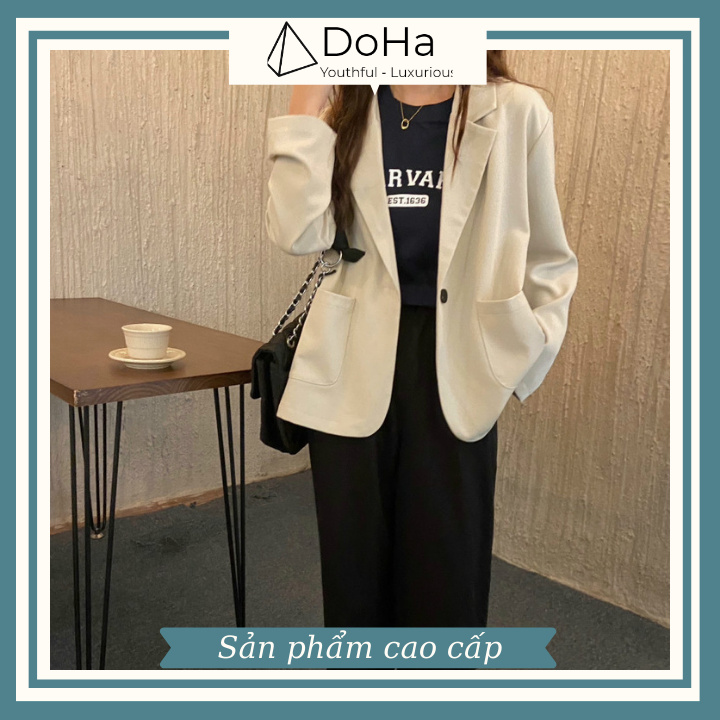 Áo Blazer Nữ Dáng Rộng [FREESHIP-SẢN PHẨM CAO CẤP] Blazer 1 Nút Phối Túi Thanh Lịch Hàn Quốc Chất Vải Dày - DOHA STORE | BigBuy360 - bigbuy360.vn