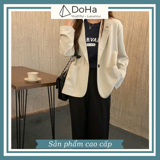 Áo Blazer Nữ Dáng Rộng [FREESHIP-SẢN PHẨM CAO CẤP] Blazer 1 Nút Phối Túi Thanh Lịch Hàn Quốc Chất Vải Dày - DOHA STORE
