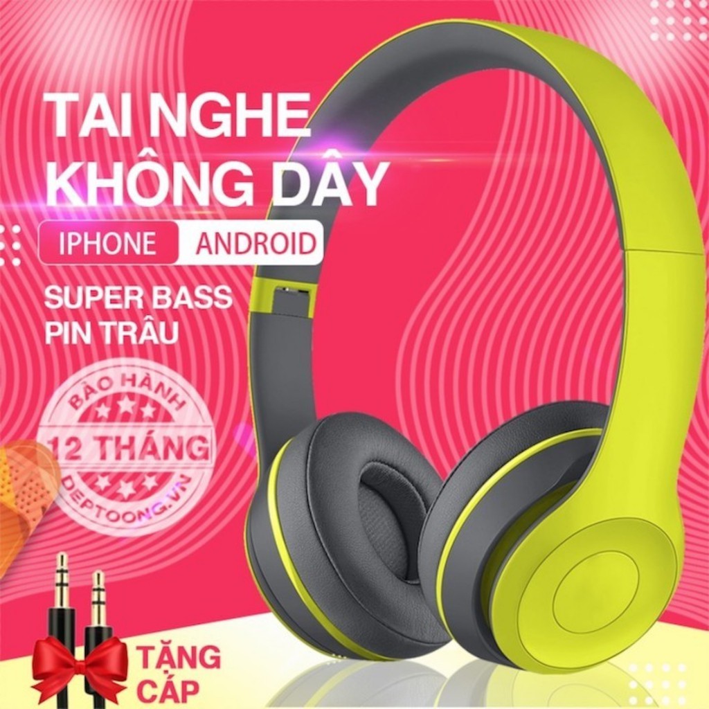 HEADPHONE BLUETOOTH KHÔNG DÂY HỖ TRỢ NGHE GỌI, THẺ NHỚ, ÂM THANH CHUẨN - MrPhu Kien