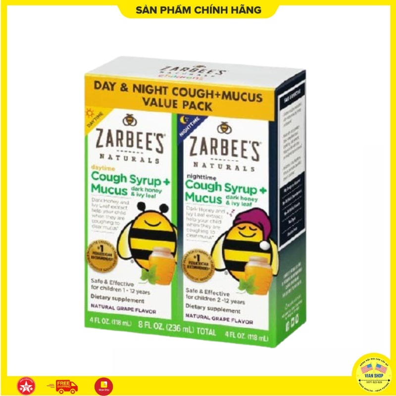 Siro Zarbee's Mucus ⚡CHÍNH HÃNG MỸ⚡ Siro ho long đờm cho bé 1-12 tuổi