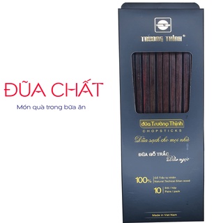 Đũa gỗ trắc trường thịnh hộp màu đen - 10 đôi trơn vuông.