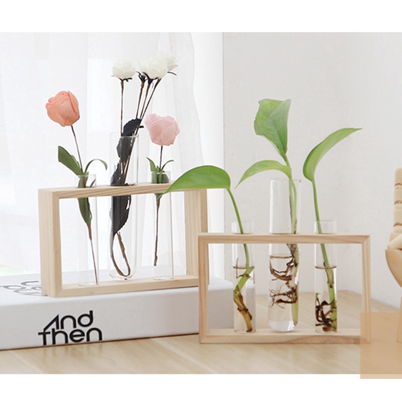 Bình hoa thuỷ tinh có giá đỡ bằng thủy tinh trang trí nội thất