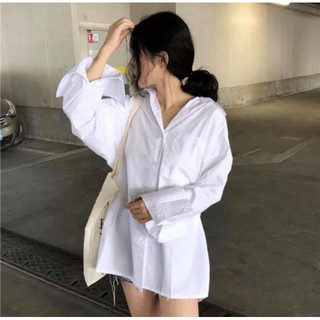 (ảnh thật)SƠ MI TRẮNG XẺ VẠT FORM RỘNG