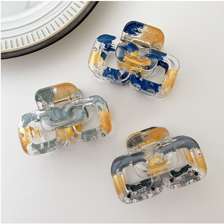 Kẹp tóc nhựa trong suốt cao cấp họa tiết, phụ kiện tóc KT042 - Filibrastyle