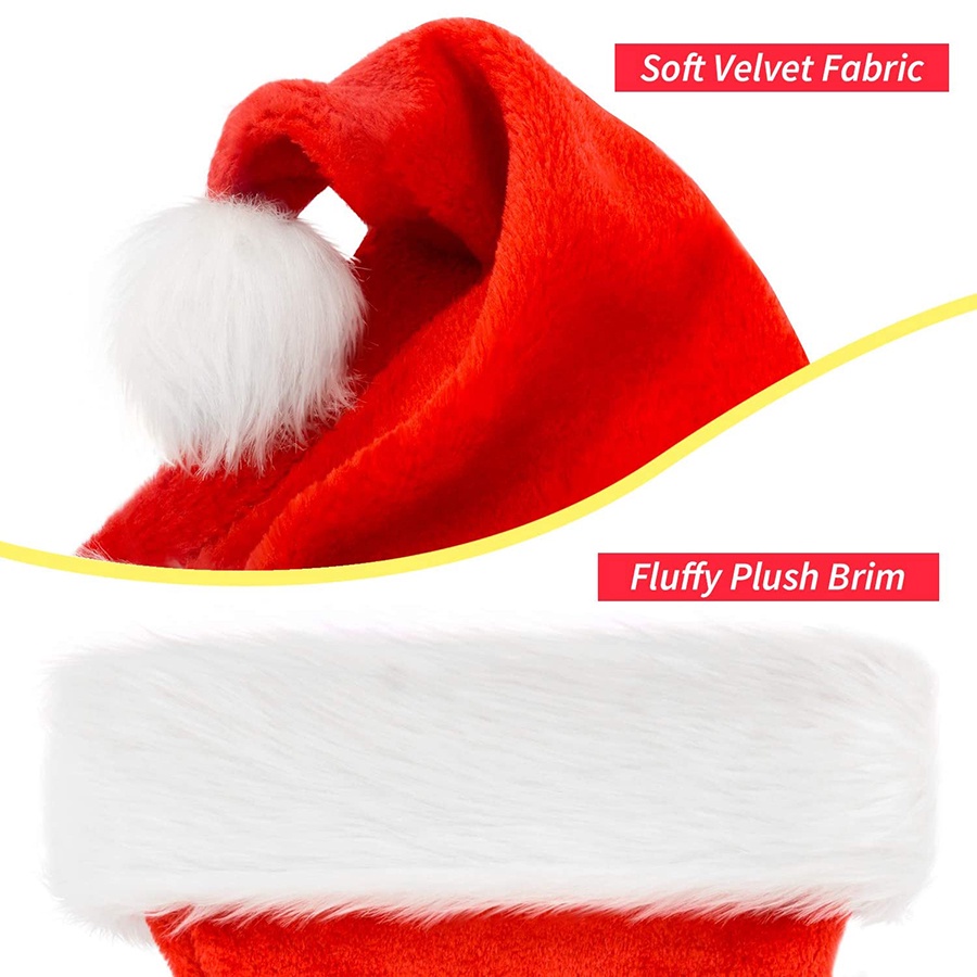Mũ Ông Già Noel Bằng Vải Bông Dày Dặn Thoải Mái Trang Trí Giáng Sinh Năm Mới