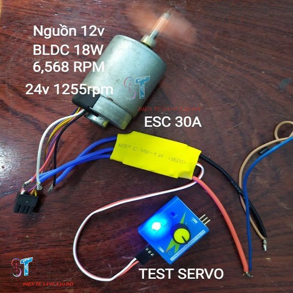 Combo ESC 30A Kèm Test Servo Điều Tốc Cho Động Cơ Brushless Không Chổi Than, Động Cơ 3 Pha