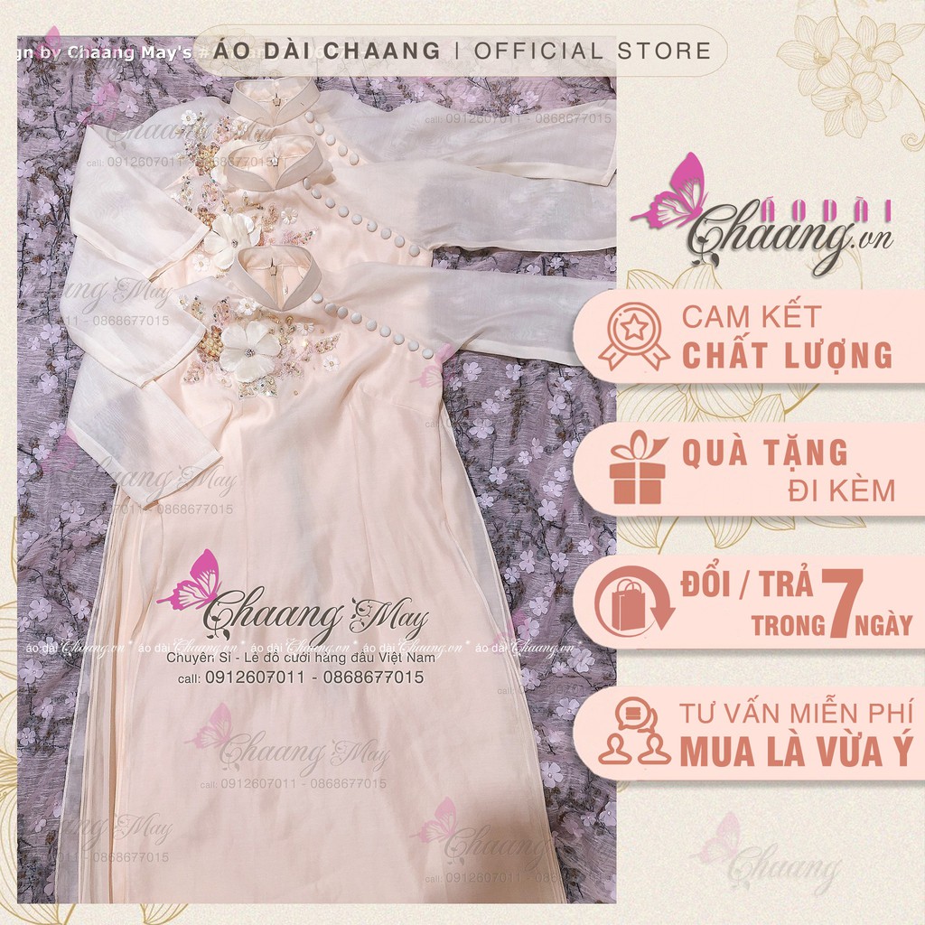 Áo dài lửng 4 tà vải von xốp mềm kiểu mẫu Đông Nhi kèm quần