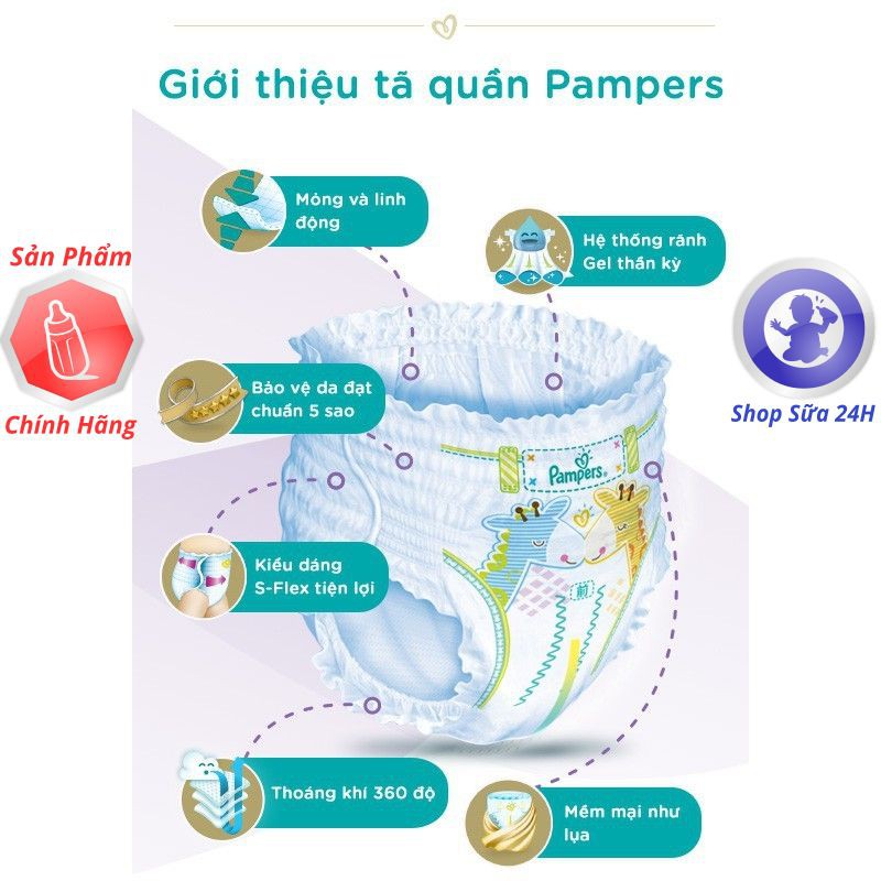 Tã/Bỉm quần Pampers Giữ Dáng Mới Gói Đại M60/L54/XL48/XXL44