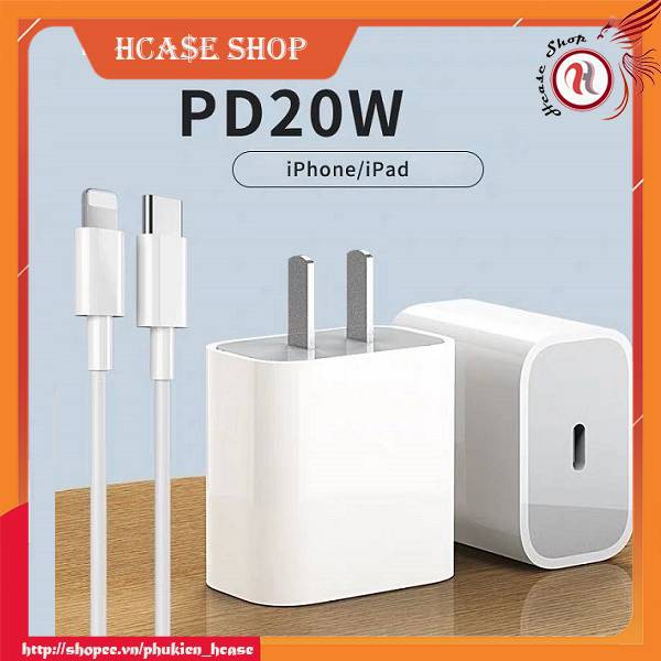 [Bộ sạc] Bộ sạc nhanh iPhone 20W chân dẹp US - Sử dụng cho IPhone 7/8/7plus/8plus tới 12promax - HCase