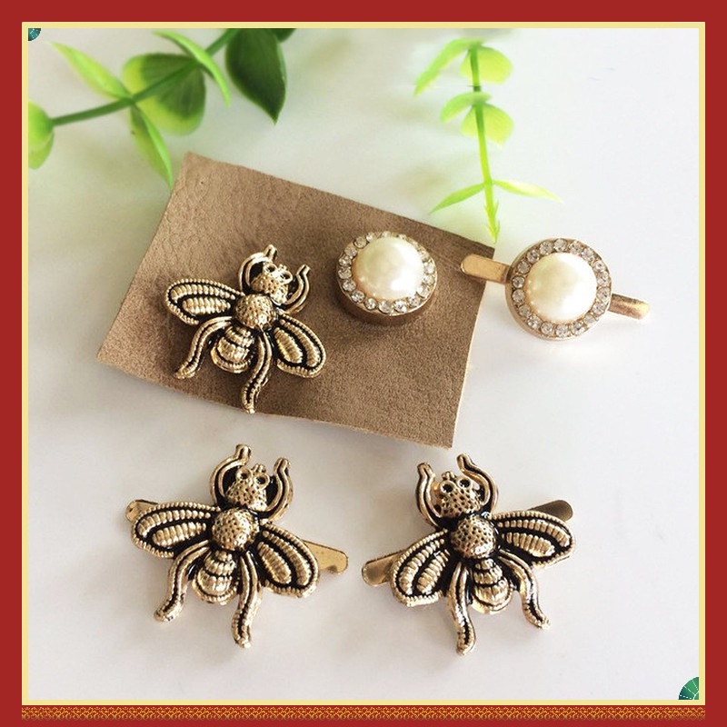 Phụ Kiện Trang Trí Giày Hình Con Ong Đính Ngọc Trai Giả Thiết Kế Mới DIY