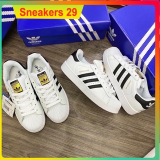 FreeShip Giày thể thao nam nữ trắng sọc đen superstar