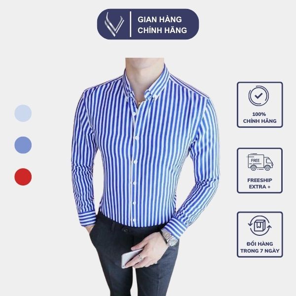 Áo sơ mi VERATINO kẻ sọc dễ thấm mồ hôi