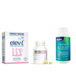 combo bầu elevit+dha+canxi