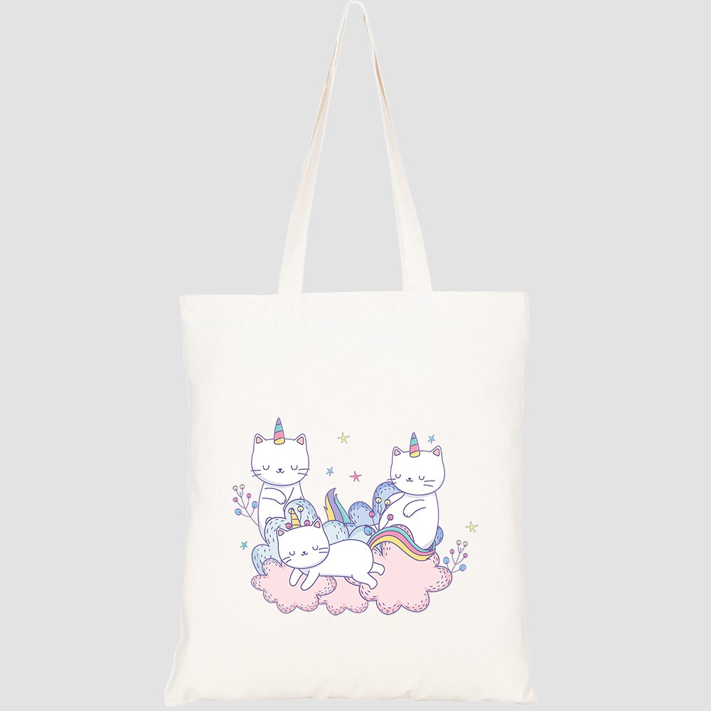 Túi vải tote canvas HTFashion in hình unicorn cats cartoons HT138